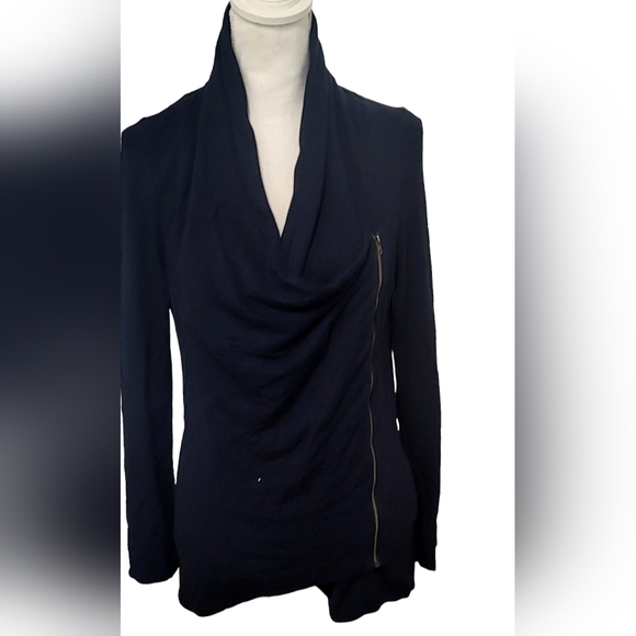 Market & Spruce Sweaters - Market & Spruce | Alan French Terry Asymmetrical Zip Cardigan | Blue Size: M
